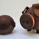 pig and fish wood teak vintage Scandinavian toy 60s