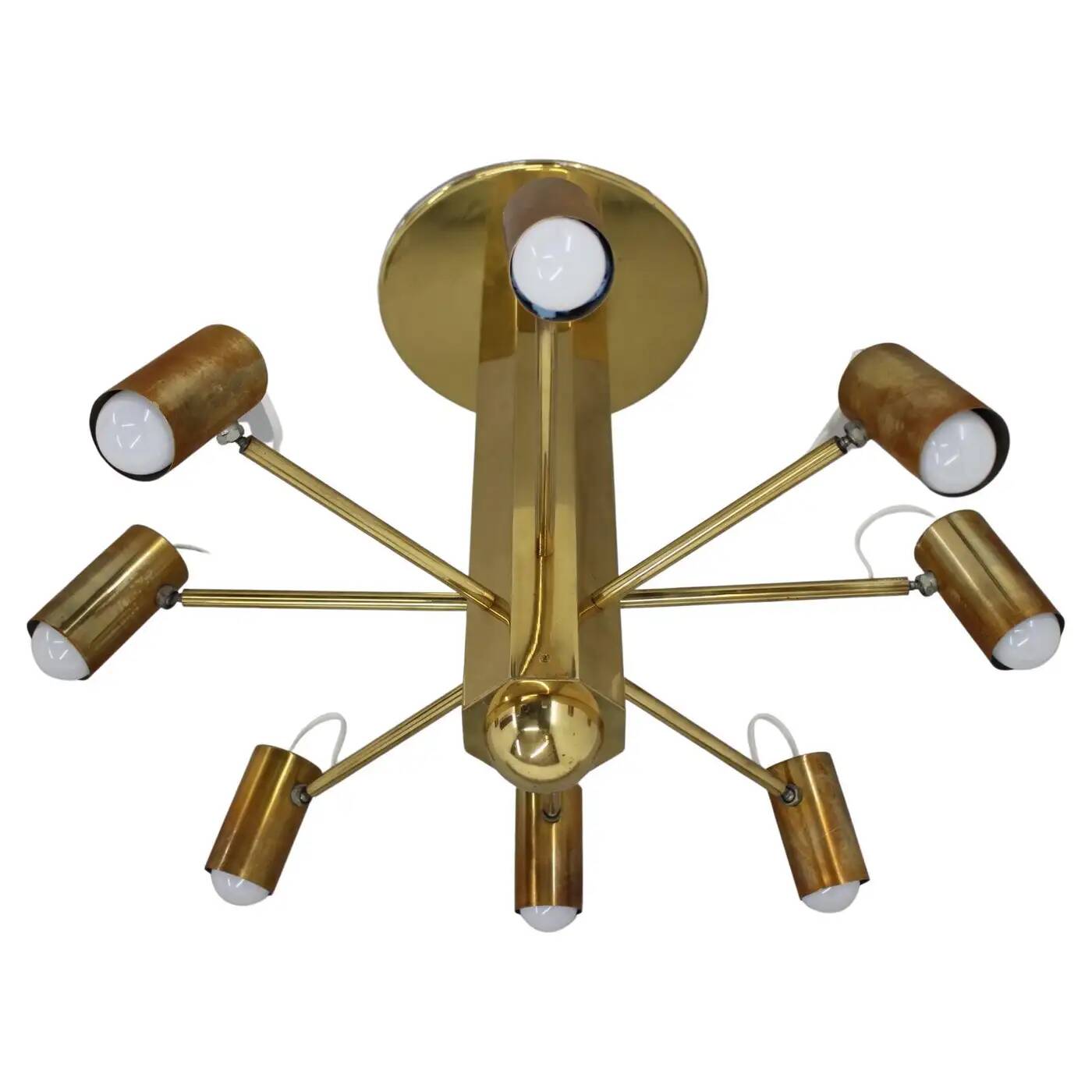 Midcentury Sputnik brass Space Age adjustable pendant/chandelier, 1970s