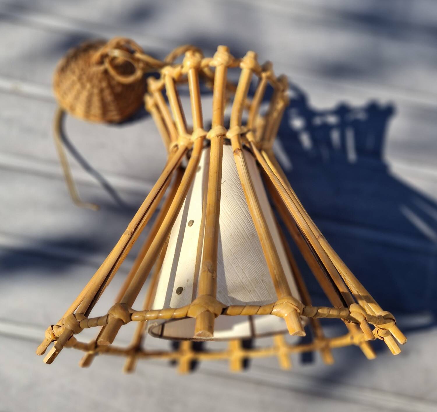 70s wicker chandelier pendant light