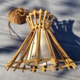 70s wicker chandelier pendant light
