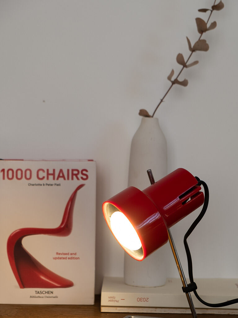 Small red vintage lamp