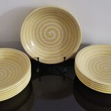 Lots de 6 anciennes assiettes creuses Longchamp France jaune soleil