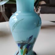 Murano vase in blown Art glass, marbling inclusions, scrolls. High 20 cm