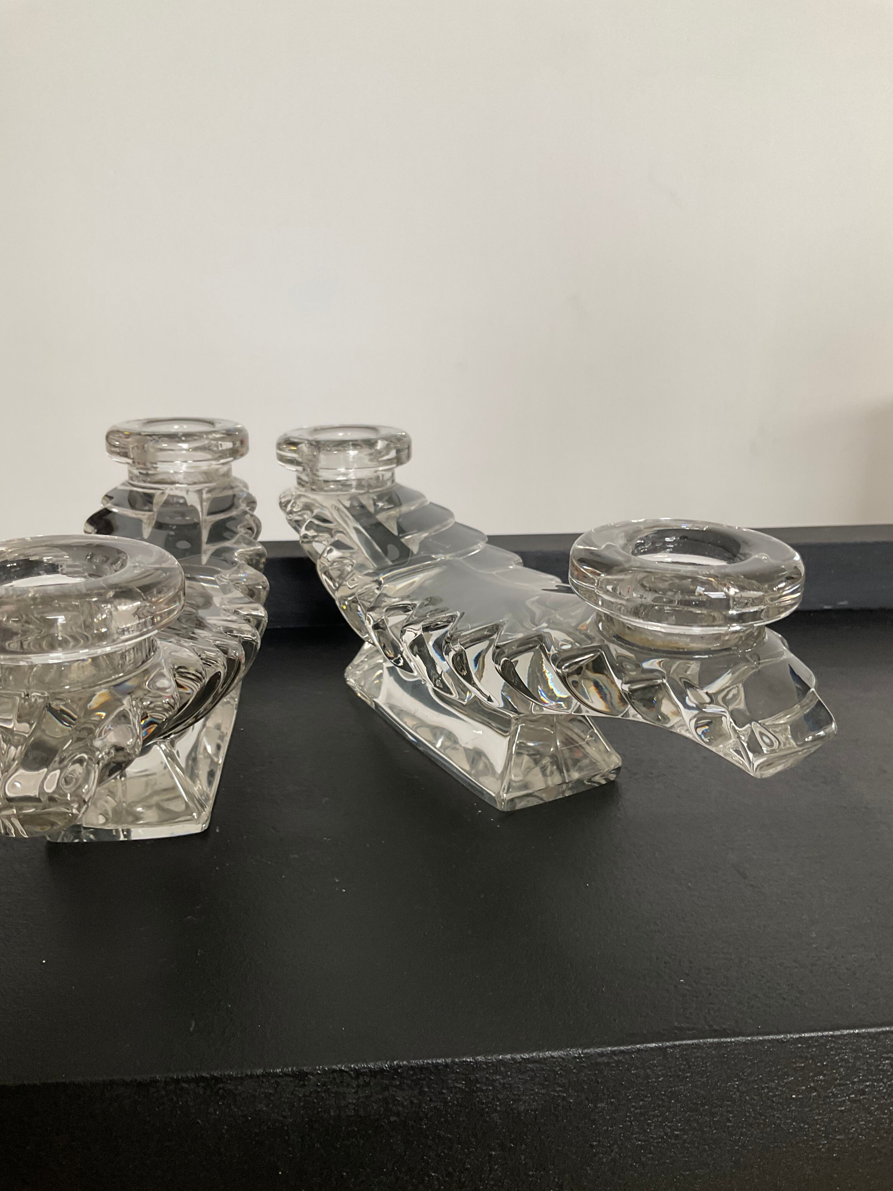 Pair of Art Deco glass chandeliers