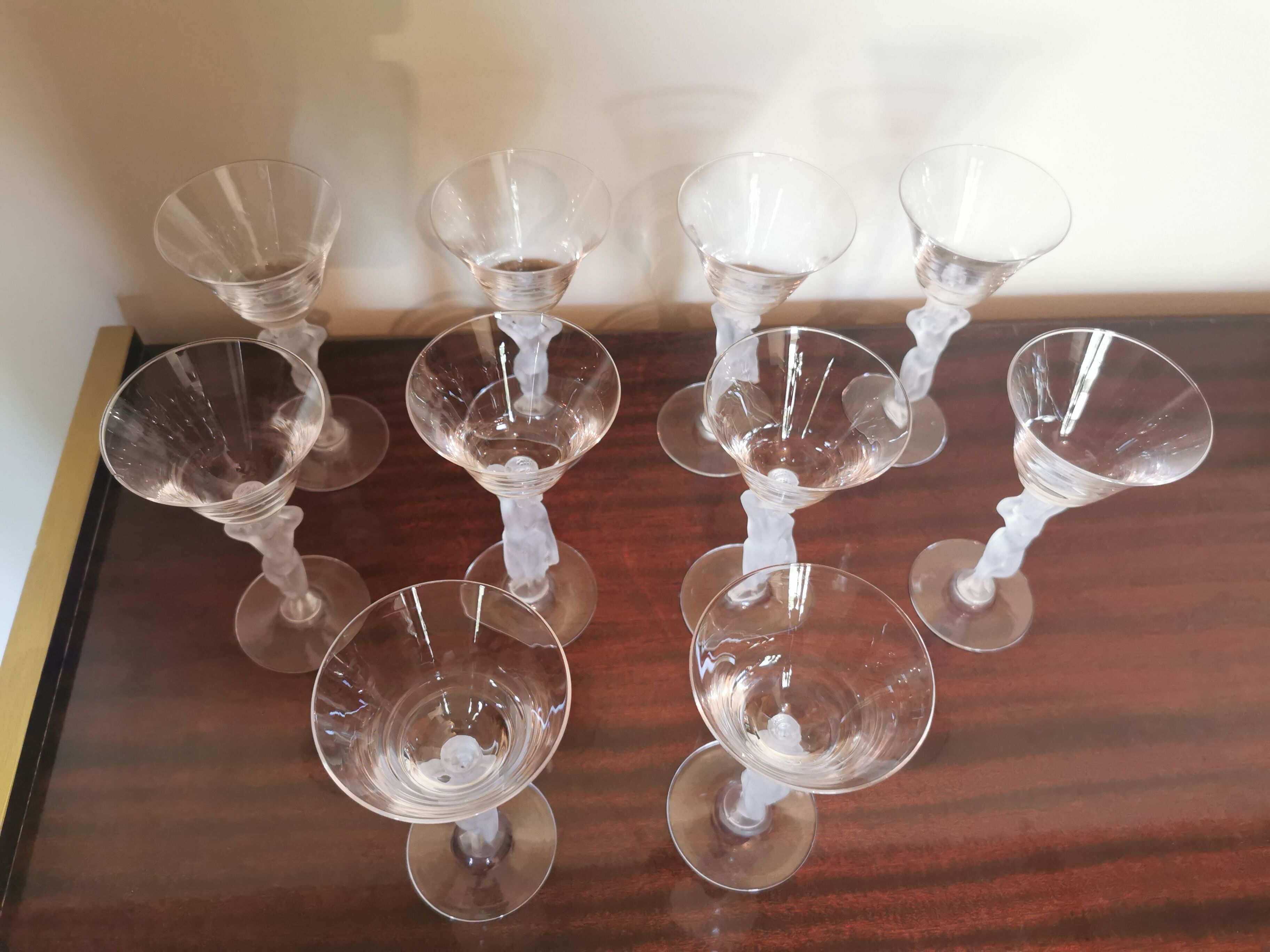 Série de 10 verres à vin Vénus et Bacchus, cristal de Bayel