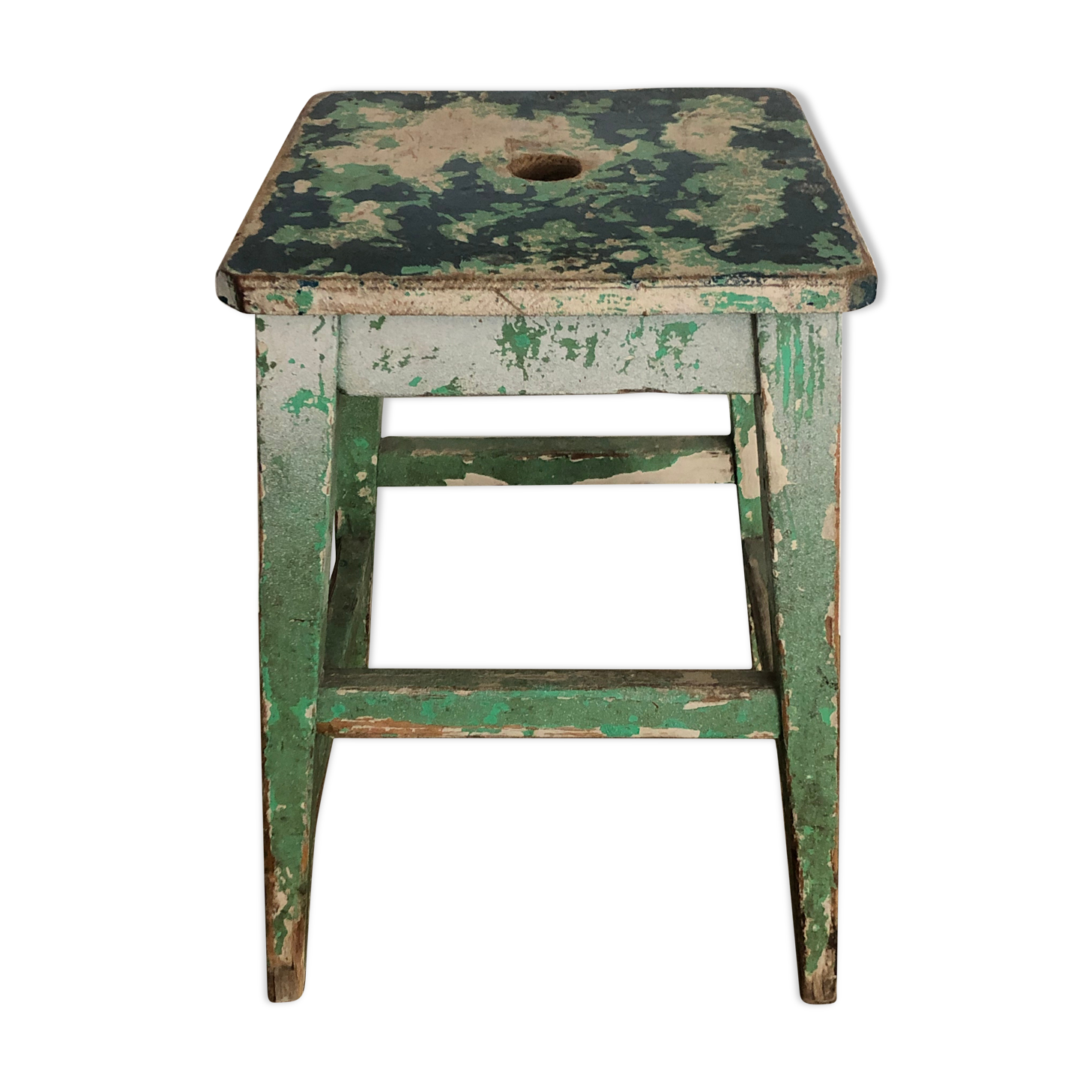 Old stool, green, wabi-sabi