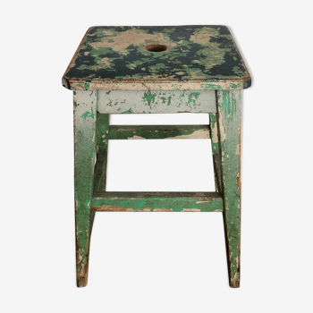 Old stool, green, wabi-sabi