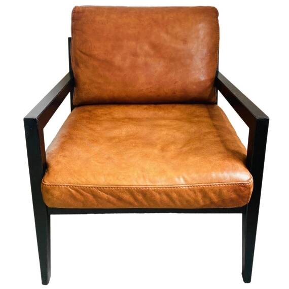 Vintage Danish design armchair nubuck leather brown wood
