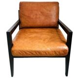Vintage Danish design armchair nubuck leather brown wood