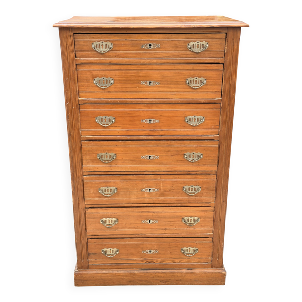 semainier de style Louis XVI / Directoire en pitchpin, fabriqué entre 1880