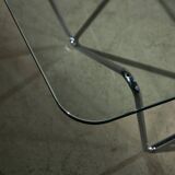 1970's Italian Coffee Table with Tempered Glass on Chrome Zig-Zag Frame