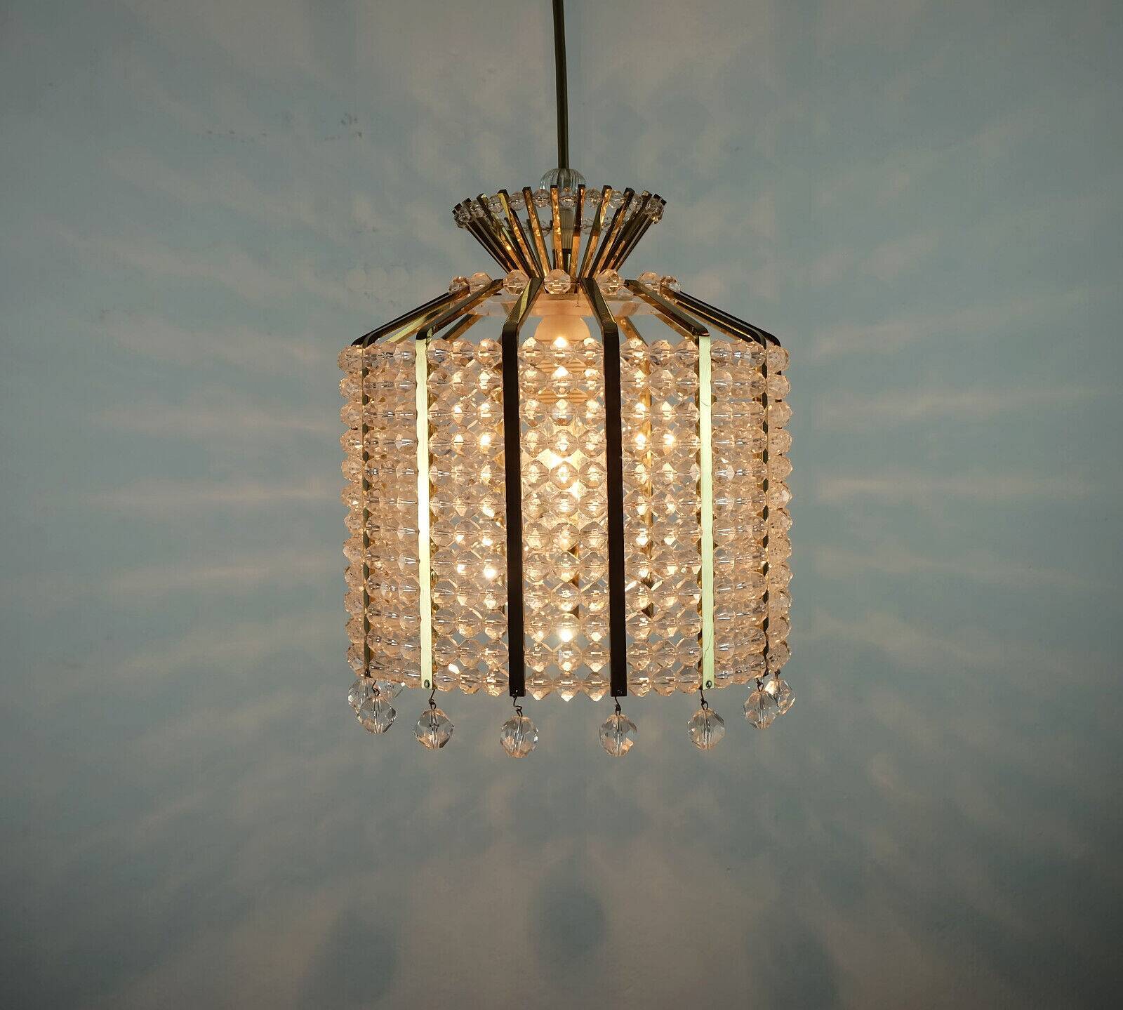 1960s PENDANT LIGHT brass and acrylic hollywood regency style