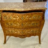 Inlaid chest of drawers Louis XV marble top
