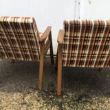 Vintage Scandinavian style armchairs in tartan fabric from the 60s