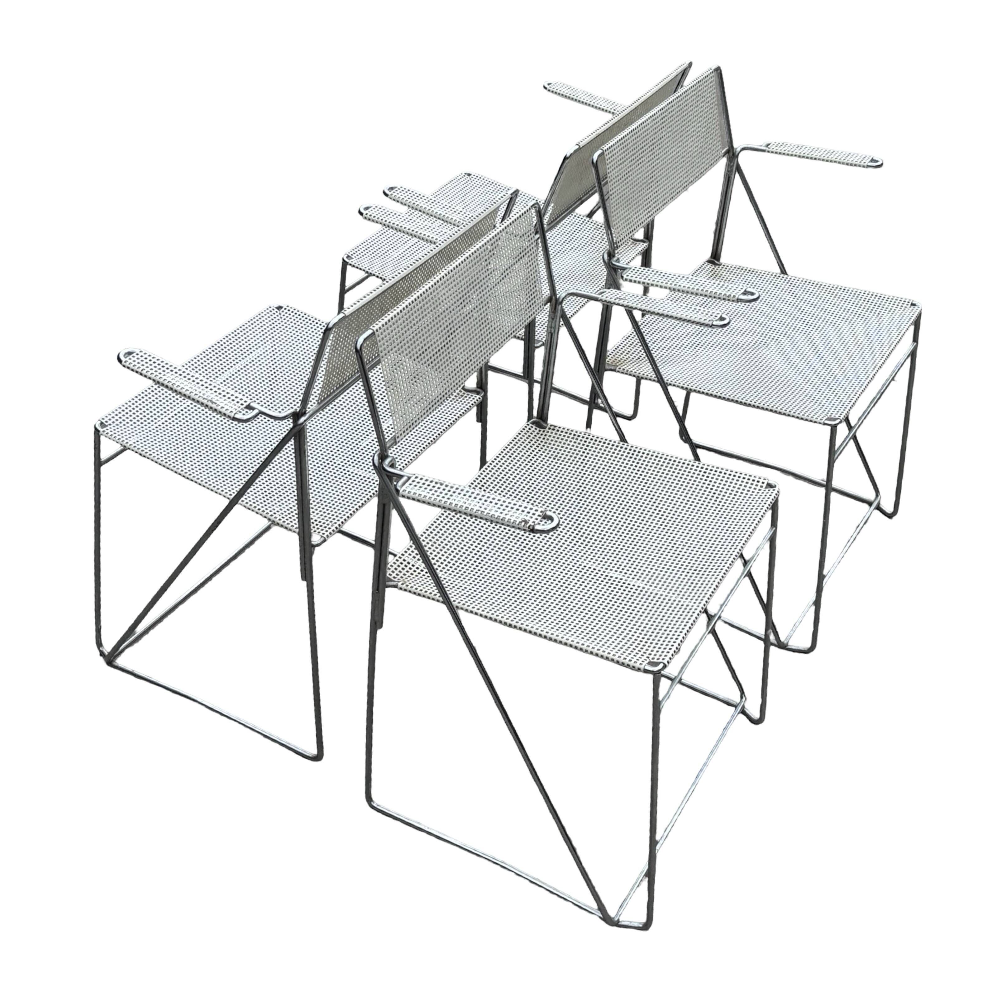 Set of 4 vintage X-Line dining chairs by Niels Jørgen Haugesen Denmark 1977