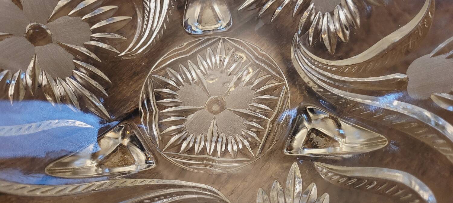 50s molded glass footed bowl