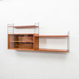Shelf String, teak, with showcase, vintage