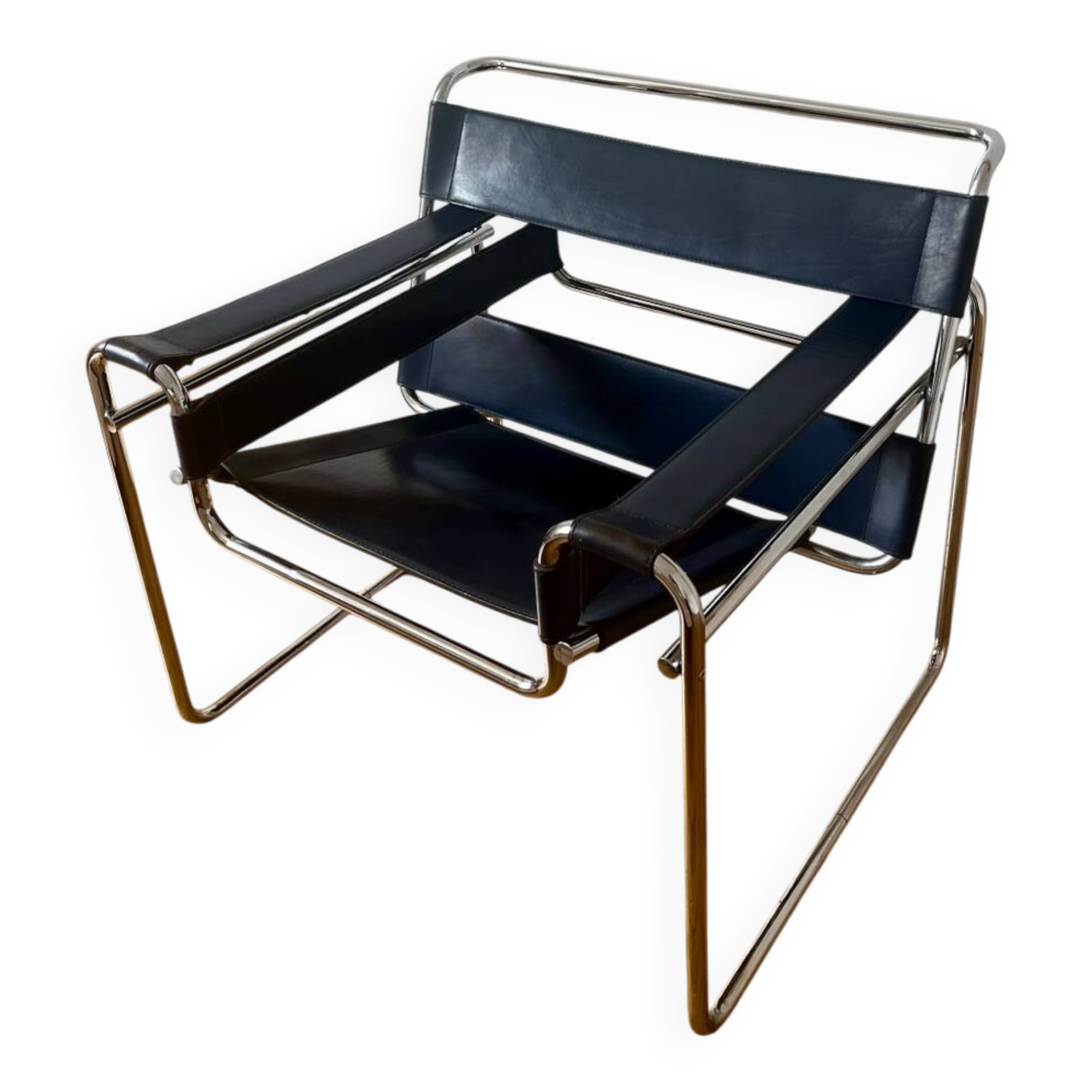 Wassily armchair by Marcel Breuer, midnight blue, Italian edition