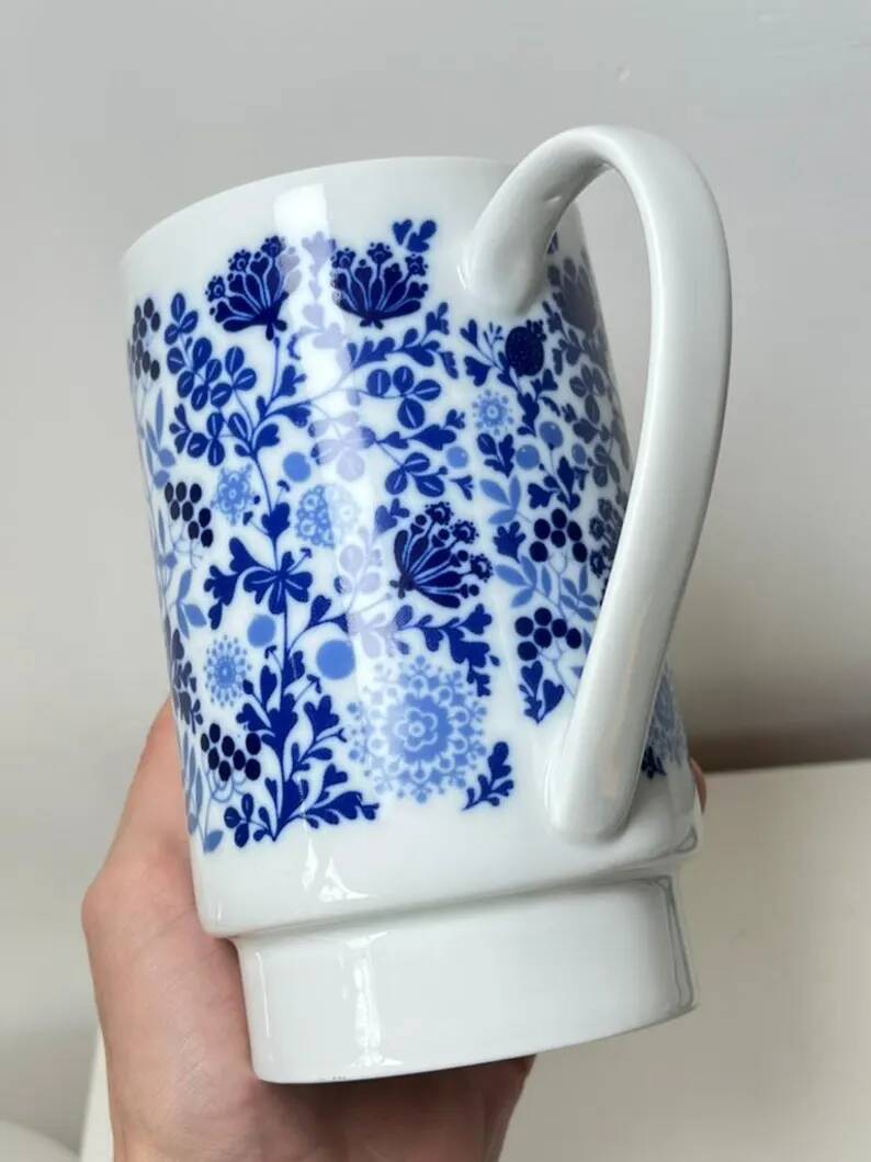 Vintage Melitta coffee service – White porcelain with blue flowers – 1970s – Made in Germany