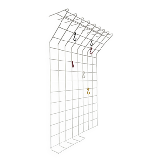 White minimalist string coat rack, modern mid-century, 1960s.