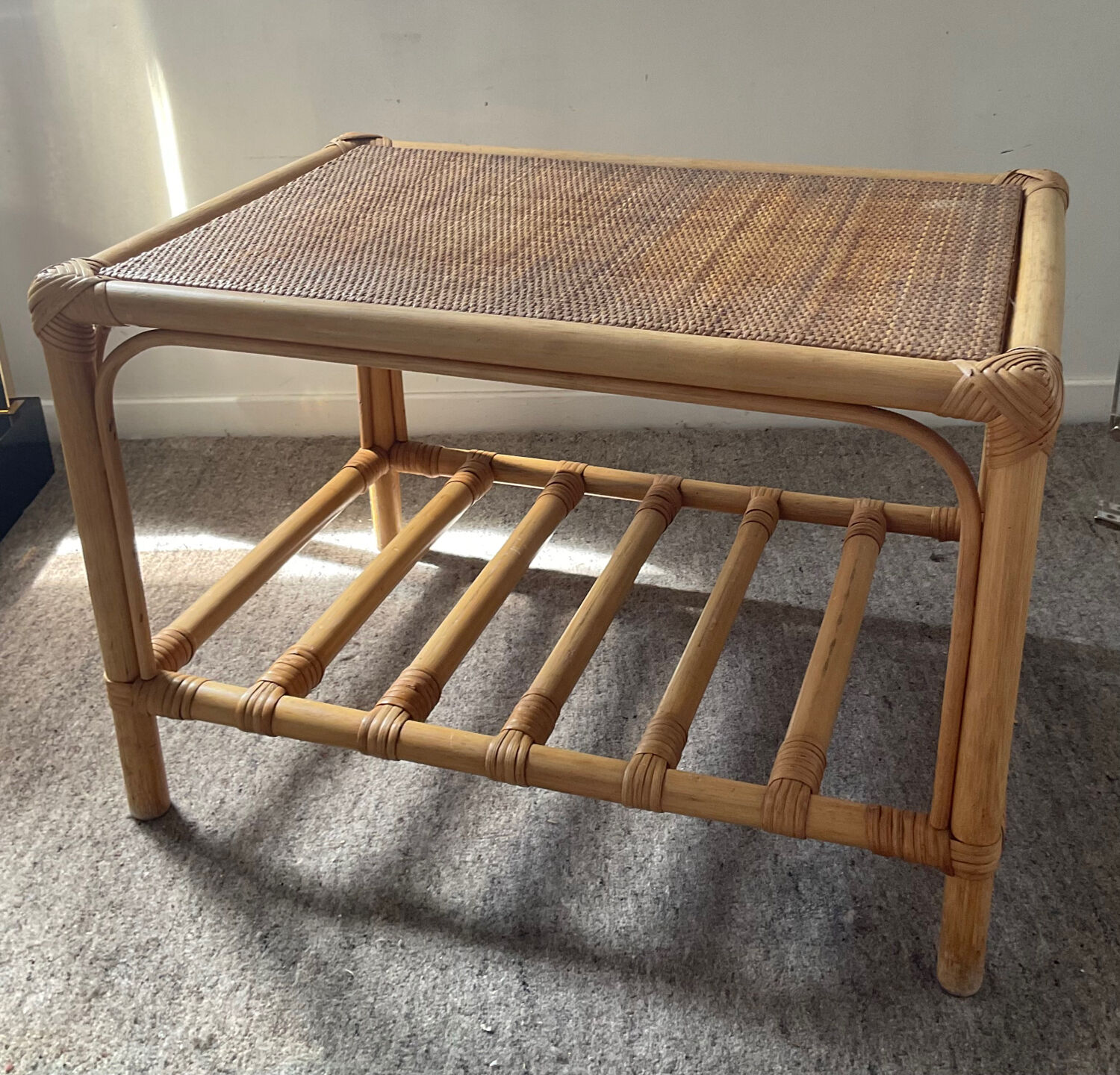 Rattan coffee table from the 70s