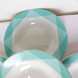 4 vintage geometric pattern soup plates 220510