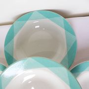 4 vintage geometric pattern soup plates 220510