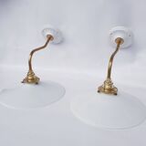 White opaline swan neck wall lights