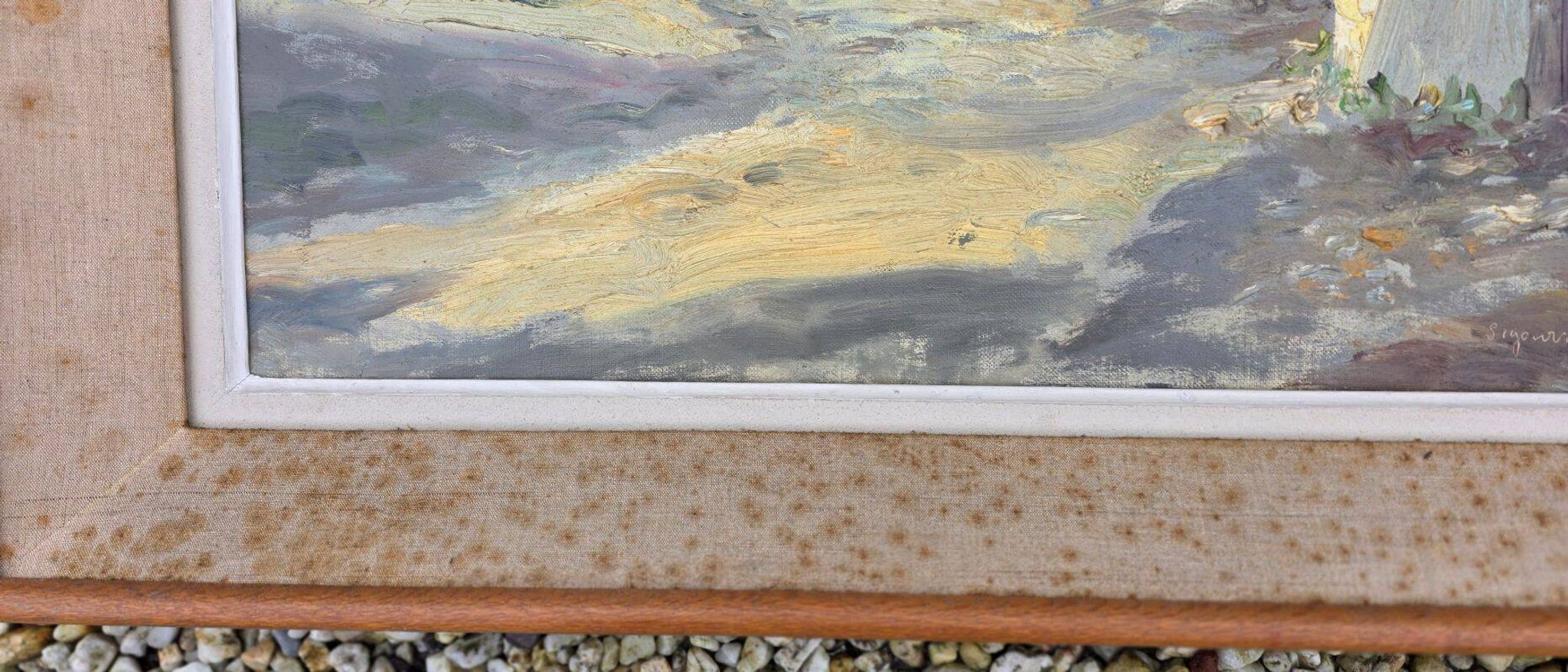 Augizeau Gabriel Large Oil on Canvas Signed Titled Sigournais Vendée