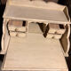 Coiffeuse vintage en bois blanchi