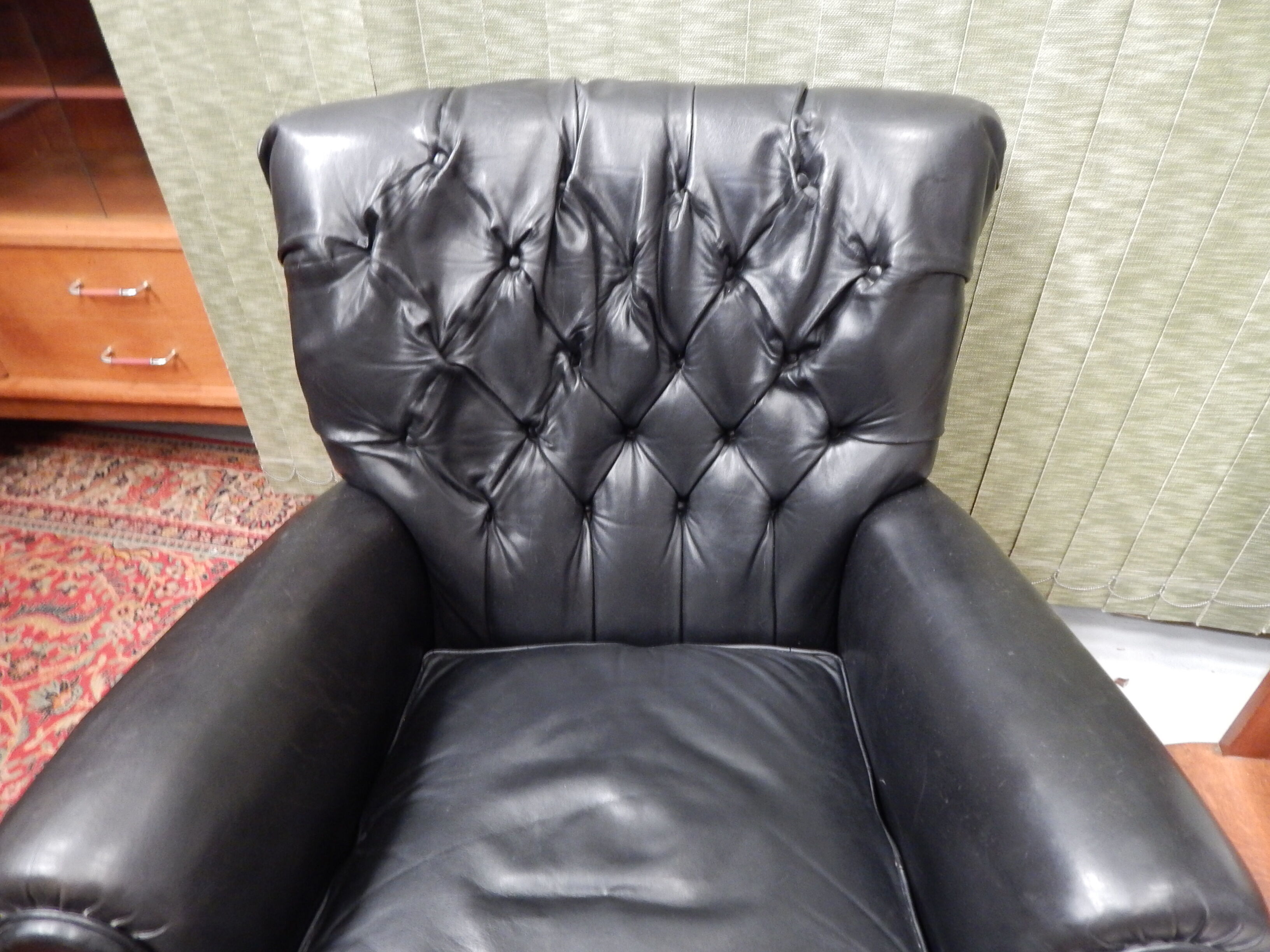 Pair Old black leather chair