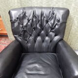 Pair Old black leather chair