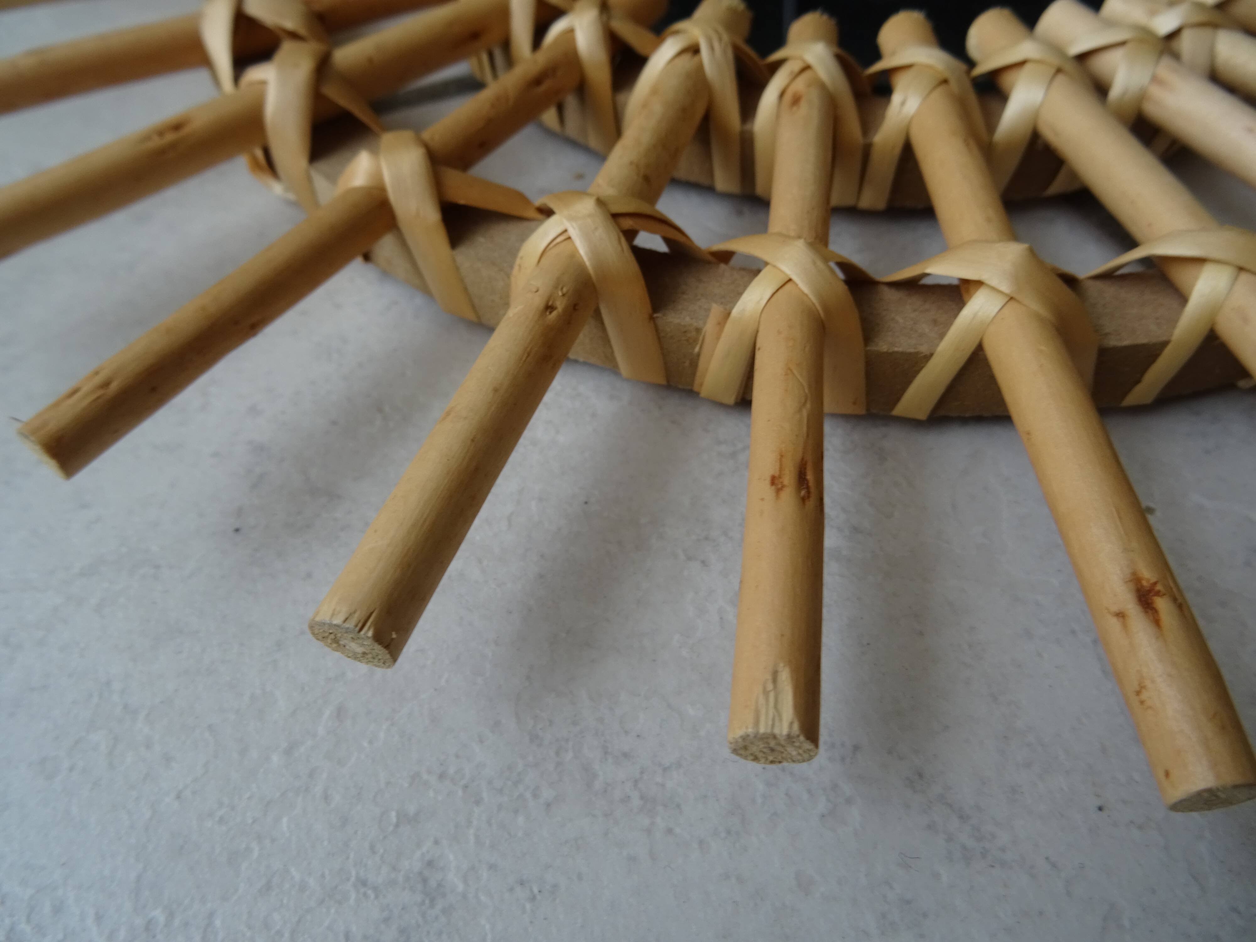 Vintage sun rattan mirror