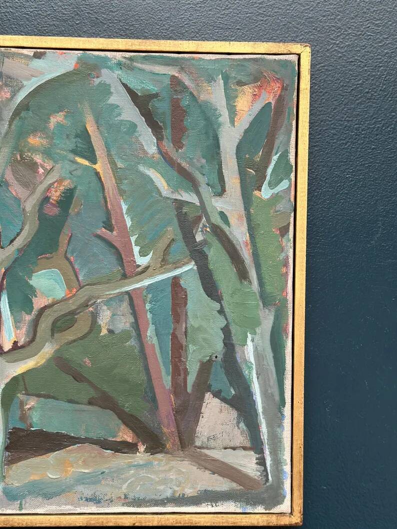 Original Swedish Oil on Canvas – “Forest” by Thure Lindskoog – Signed – Vintage & Framed – 44 × 32 cm (17.3" × 12.6")