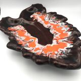 Ceramic center dish from vallauris leaf shape 42 cm