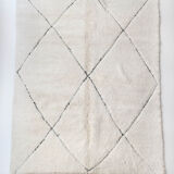 Moroccan Berber carpet blessed ouarain ecru with black engraved diamonds 296x205cm
