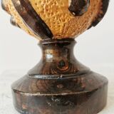 Vintage Hand Carved Wooden Vase: Grapevine Motif, 1970s Yugoslavia