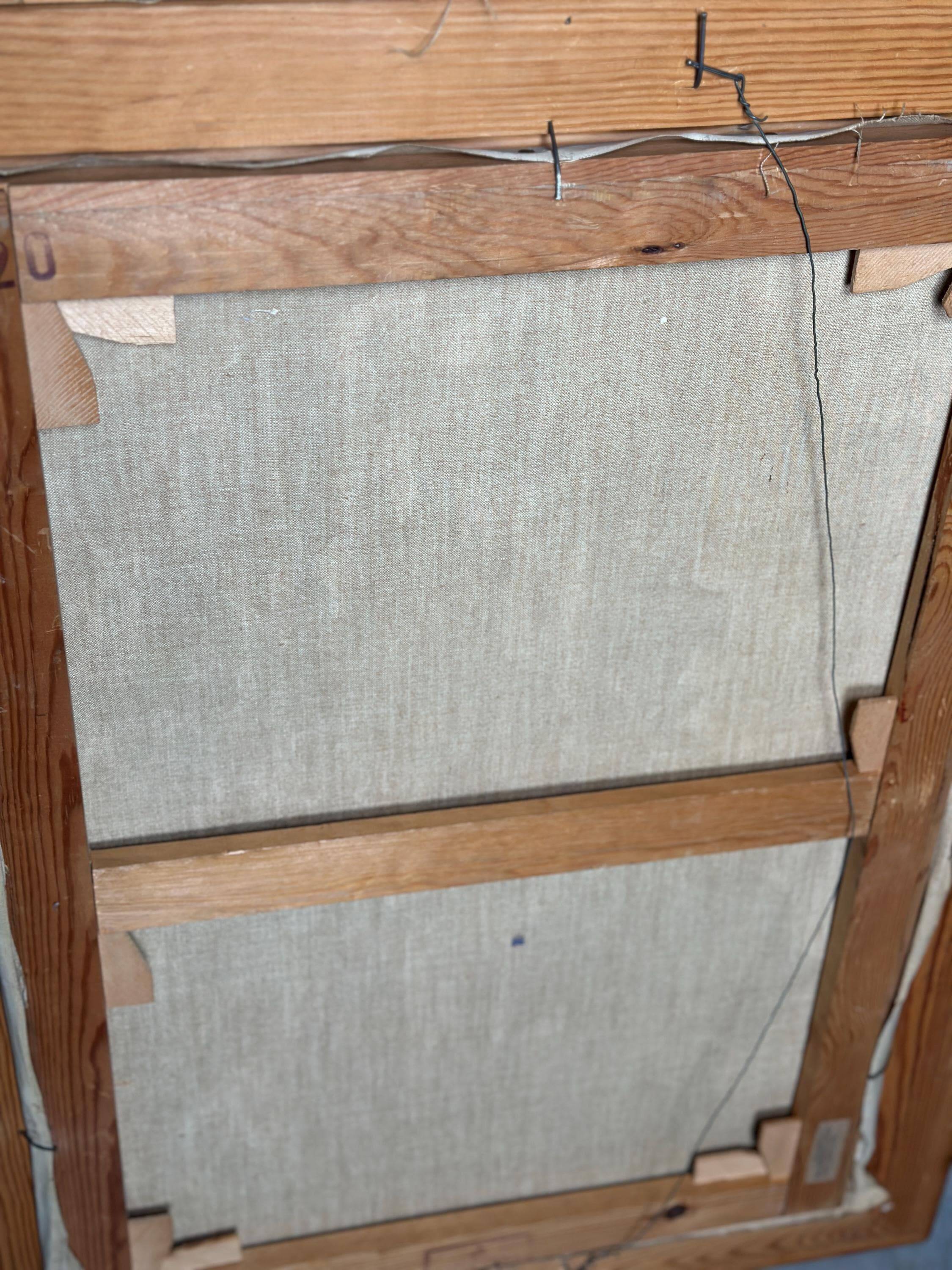 Original Mid Century Swedish Oil On Canvas – Coastal View, Grundsund By Carl Gunne – Vintage & Framed