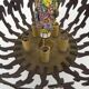 Half-basket chandelier with 5 lights in bronze and Spanish ceramic. 1960s