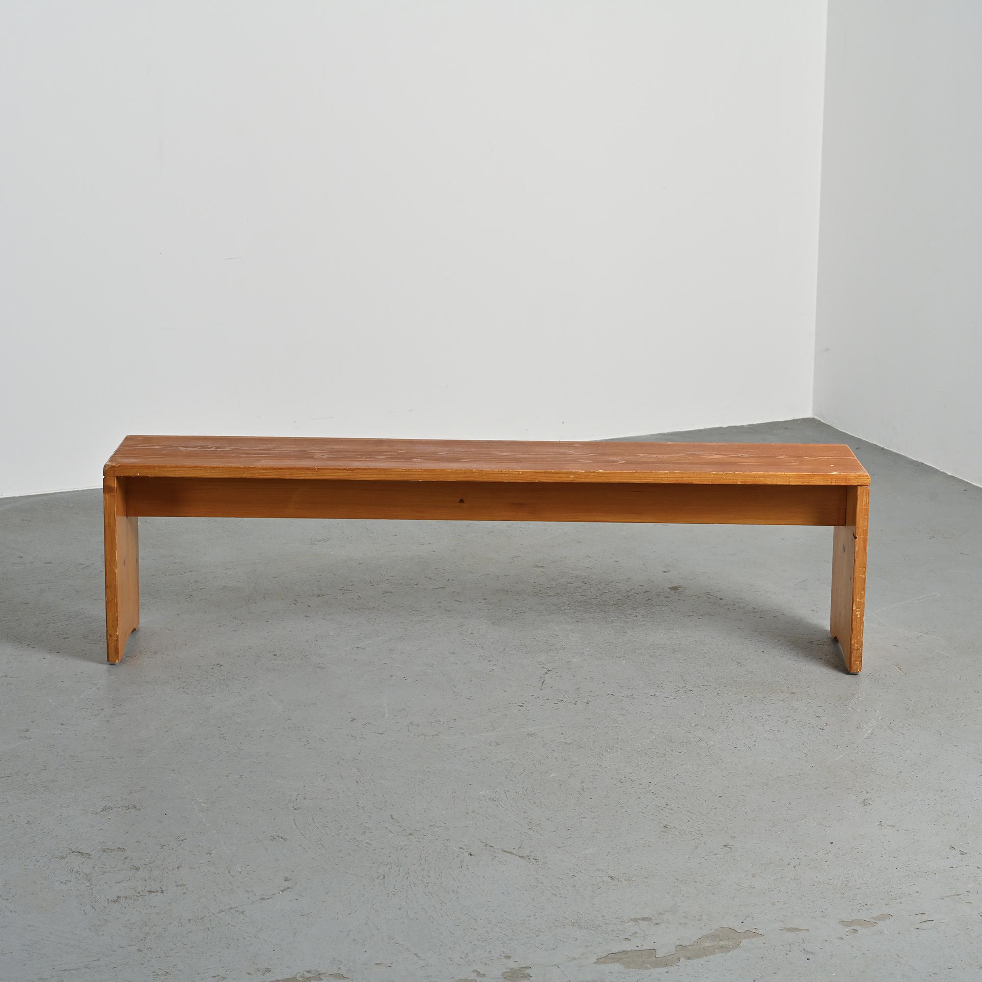 Solid pine bench, Les Arcs 1800, France, circa 1975