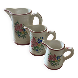 Set of three luneville pitchers