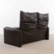 Brown leather 2-seater sofa Cassina Maralunga by Vico Magistretti