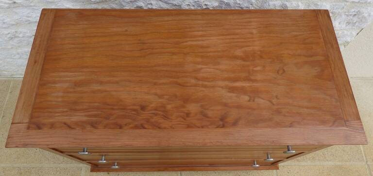 Antique post art deco chest of drawers circa 1940 in solid pine wood in its patina