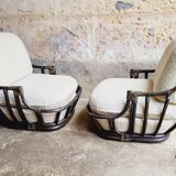 Fauteuils Chauffeuses en rotin Années 70 (*2)