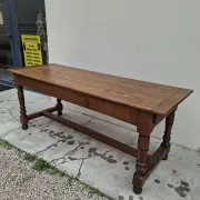 Rustic Burgundy farmhouse table from the 18th century in solid oak.