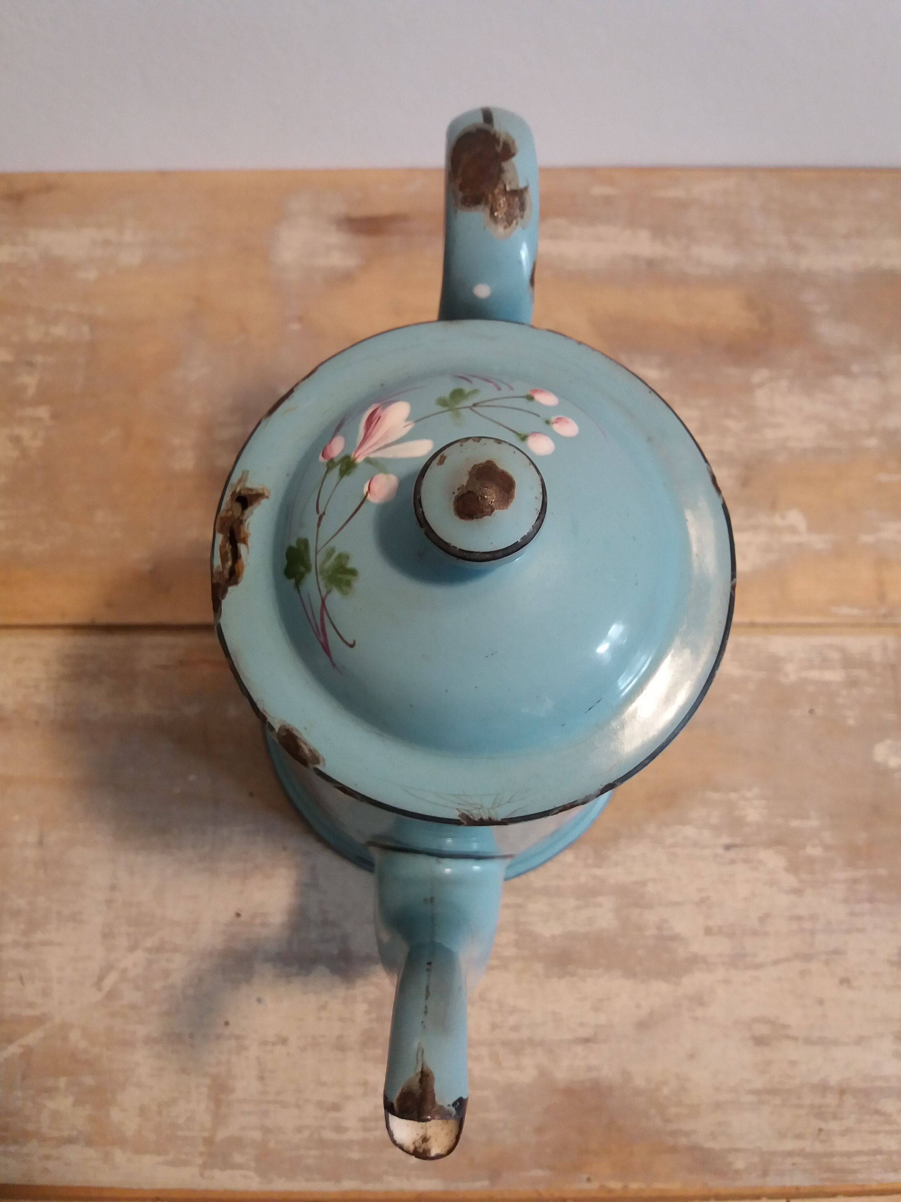 Blue enamel coffee pot