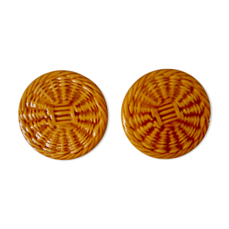 Duo de dessous de bouteilles Vallauris imitation osier