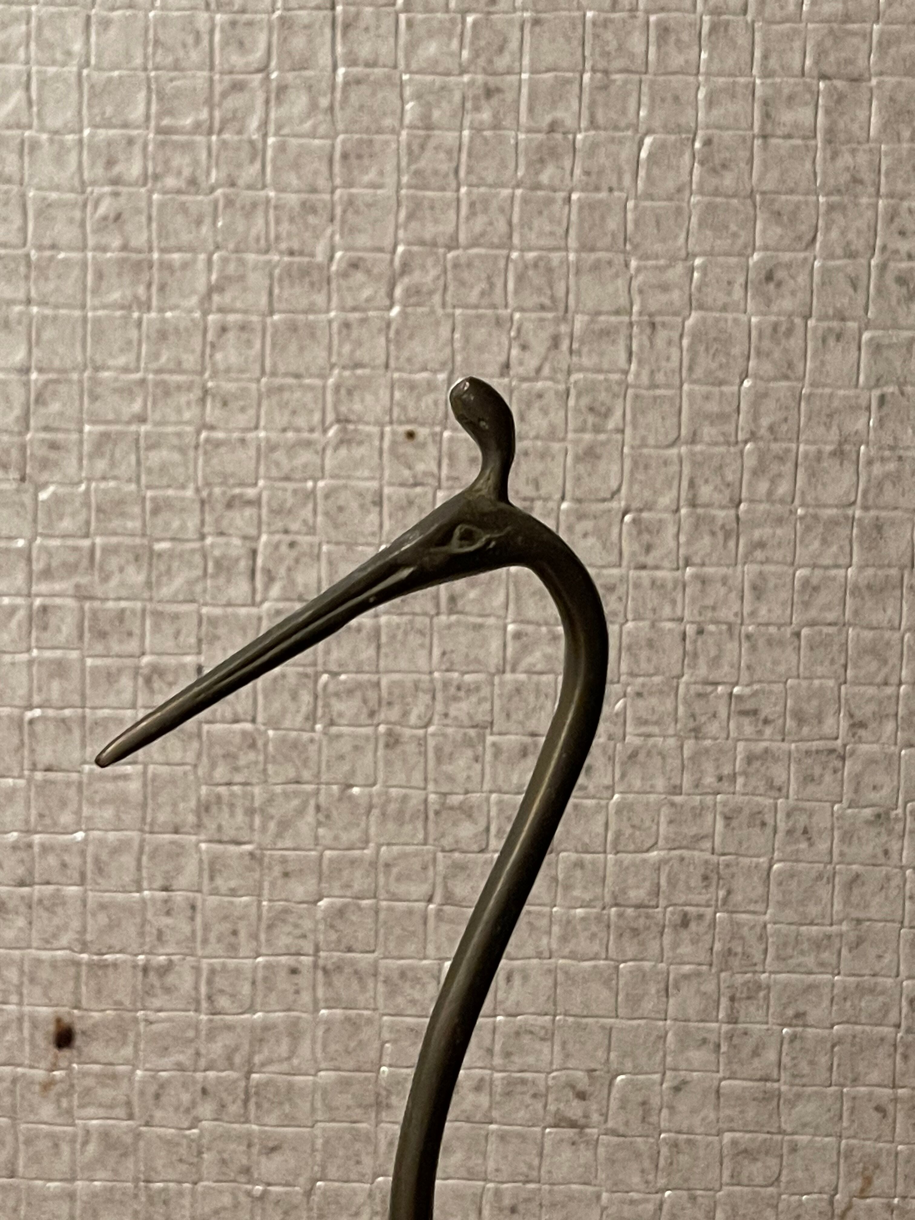 Statuette héron en laiton dorée vintage année 60/70