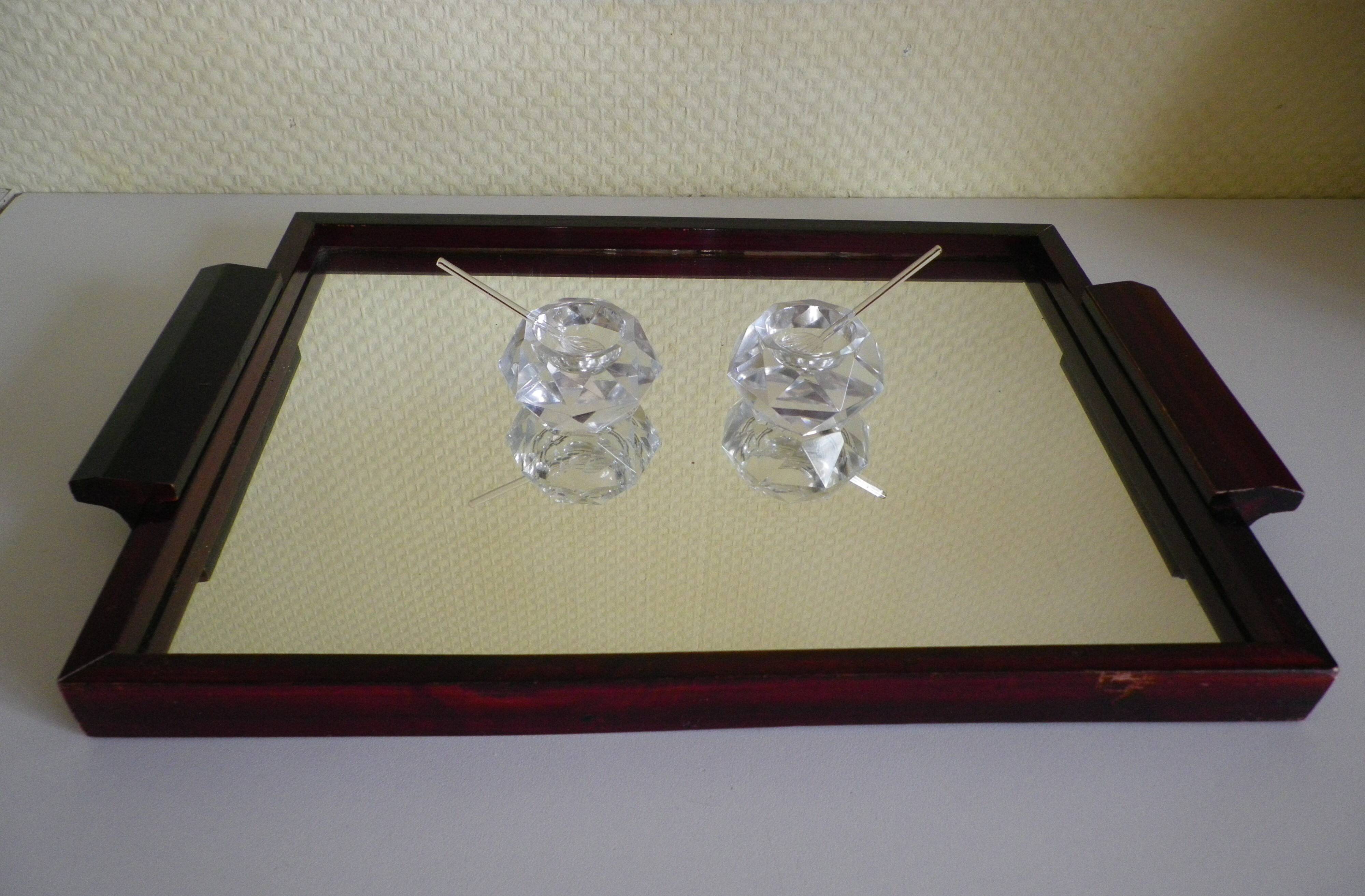 Serving tray with mirror