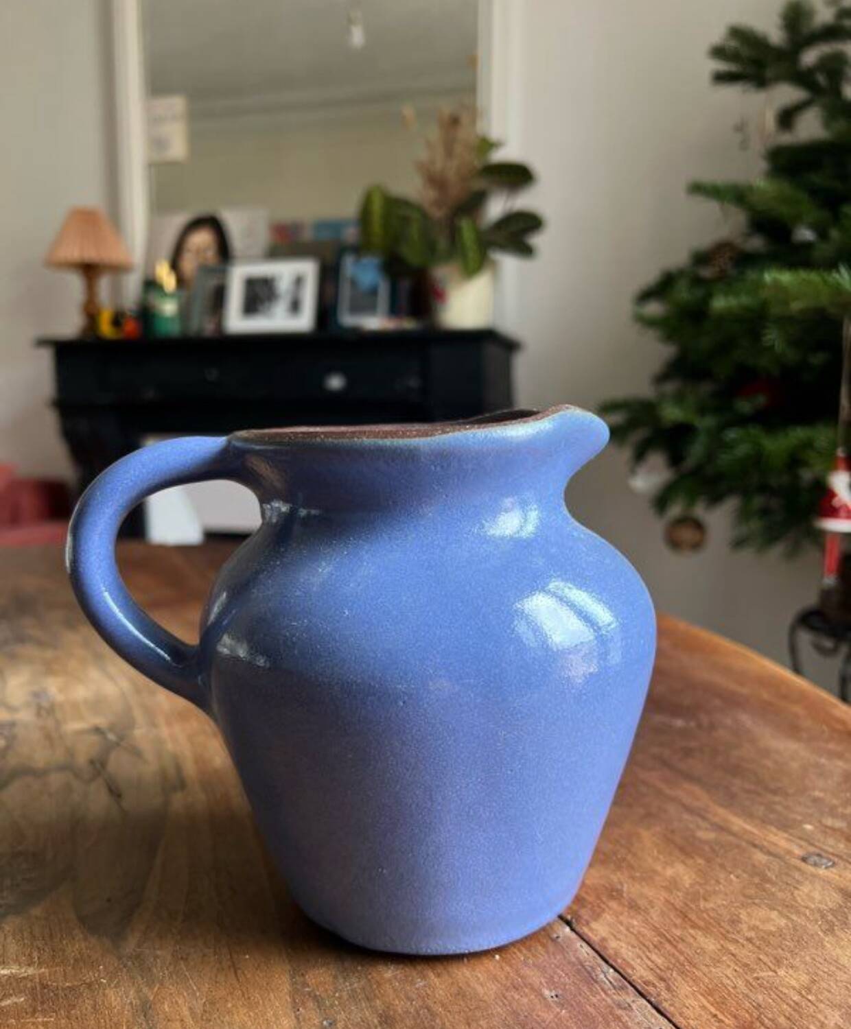 Pichet en céramique grès vernissé bleu